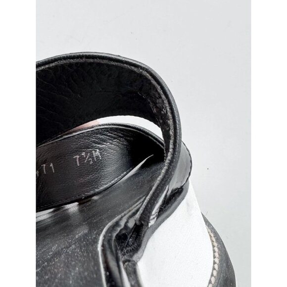 STUART WEITZMAN Black Leather White Platform Slip On Sandals Slides, Size 7.5 - Picture 16 of 16